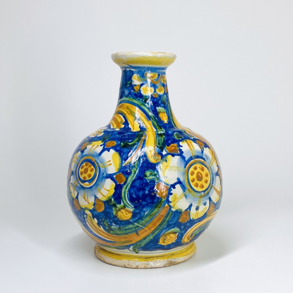 Caltagirone (Sicile) - Vase bouteille en majolique - XVIIe siècle - VENDU