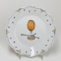Nevers earthenware plate decorated with an airship baloon - Eighteenth century