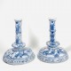 Rare pair of candlesticks called "À la financier" in Nevers earthenware - Mid-Seventeenth century