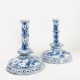 Rare pair of candlesticks called "À la financier" in Nevers earthenware - Mid-Seventeenth century