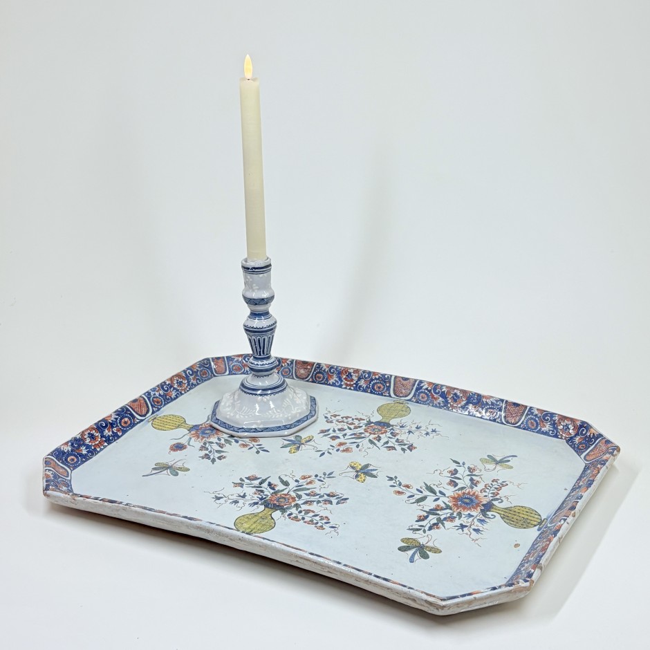 Rouen earthenware cabaret table top - First quarter of the eighteenth century