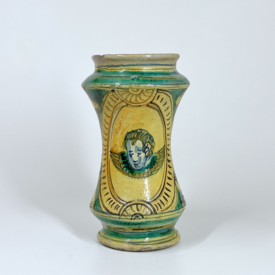 Majolica albarello from Burgio or Sciacca - Seventeenth century