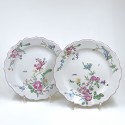 Pair of plates in Marseille earthenware, Robert factory - Eighteenth century