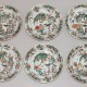 Set of six beautiful porcelain plates Green family - Kanghi Period (1662-1722)
