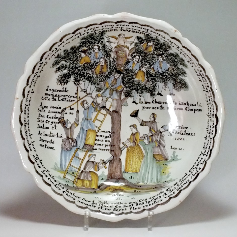 Nevers - Large bowl in "arbre d'amour" Dated 1801
