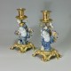Pair of hand candleholders - 19th - 18th century