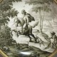 MEISSEN - Rare cup and saucer with hausmaler decor in grisaille of a hunting scene - 18th century - circa 1730