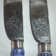 Saint Cloud - Rare pair of knives, blades struck with coats of arms  - eighteenth century.