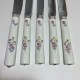 Five Mennecy soft porcelain knives with floral decoration - eighteenth century