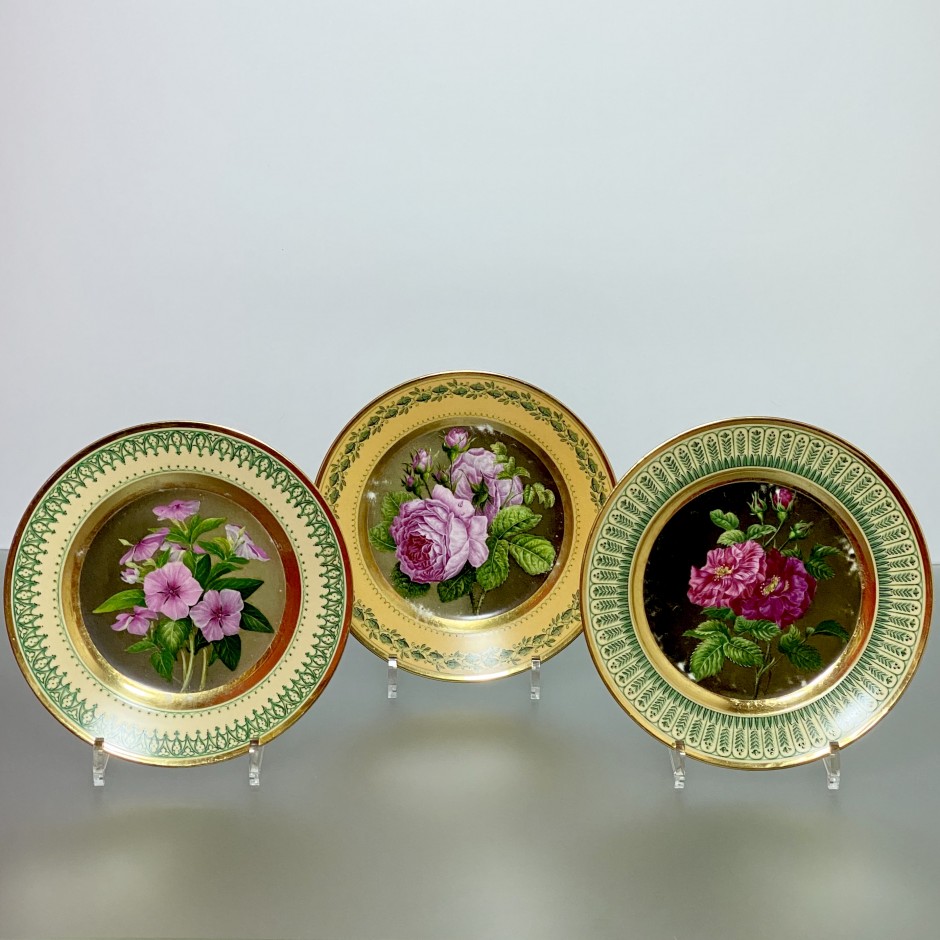 Paris - three plates with botanical decor - Early nineteenth century - SOLD
