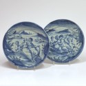 Savona - Pair of dishes in blue monochrome - Around 1700 - SOLD