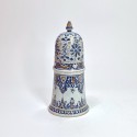 Sugar caster in Rouen earthenware with blue and red decoration - Early eighteenth century - SOLD