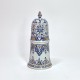 Sugar caster in Rouen earthenware with blue and red decoration - Early eighteenth century