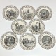 Montereau - Suite de huit assiettes à décor en grisaille sur le thème de l’Indépendance de la Grèce - Début du XIXe siècle