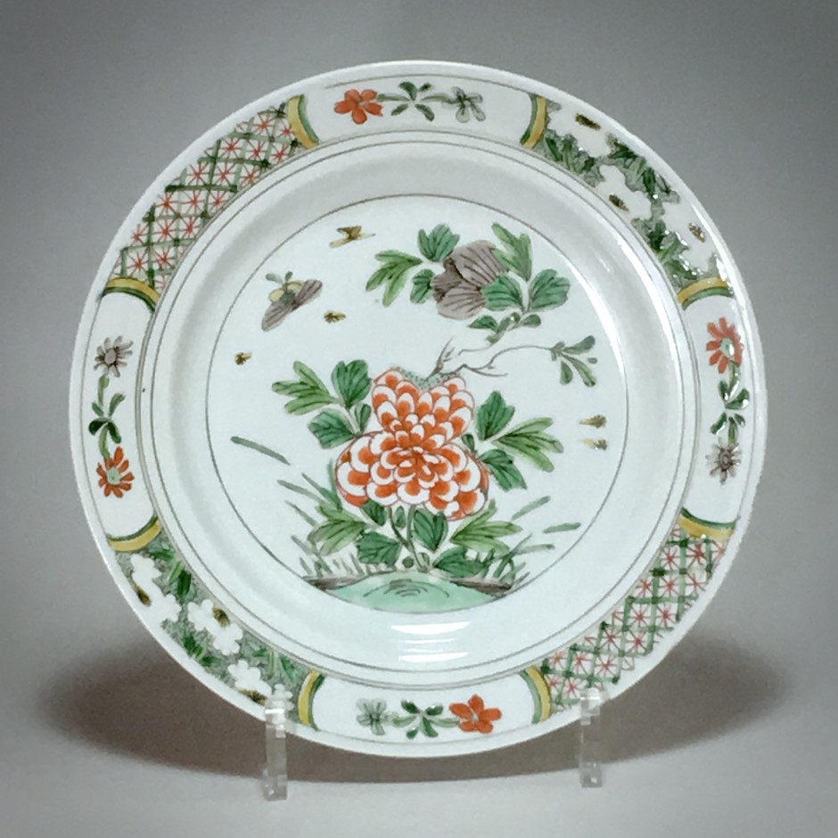 China - Green Family Porcelain Plate - Kang Hi Period