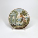 Castelli - Small earthenware plate decorated with a landscape - Eighteenth century - SOLD