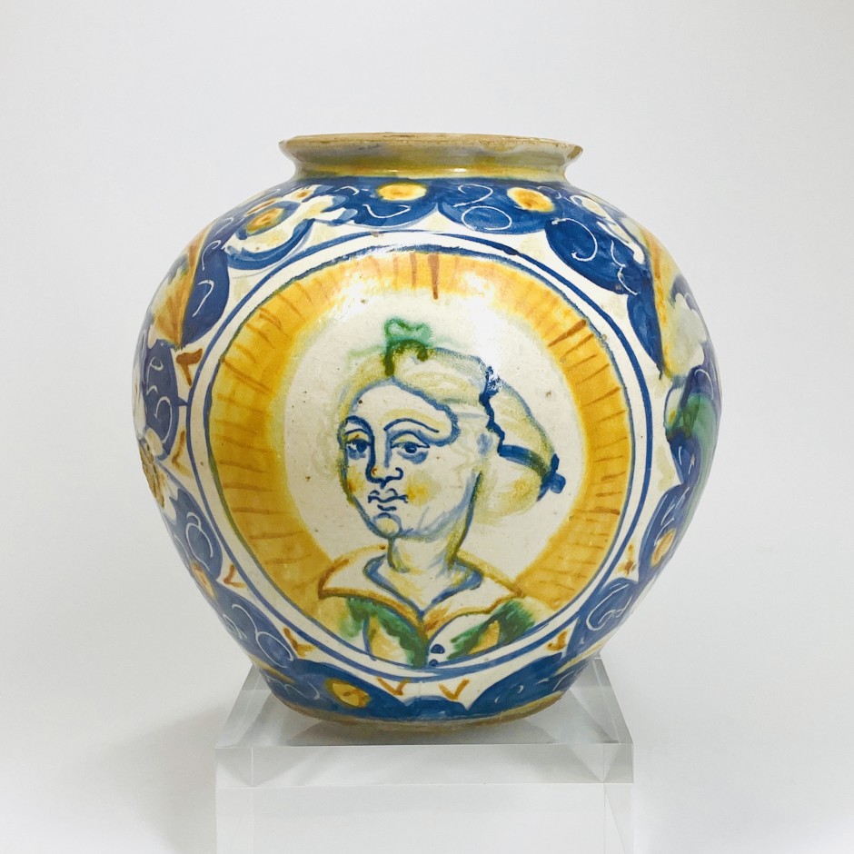 Sicile - Vase boule en majolique - XVIIe siècle