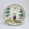 Milan - Fabrique Clerici - Plate decorated with an elegant woman - Eighteenth century