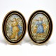 Castelli - Paire de plaques ovales figurant les allégories du mariage et de la servitude - XVIIIe siècle