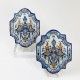 Delft - Pair of earthenware plaques cashmere decoration - Eighteenth century