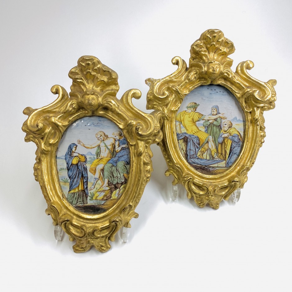 Sienne - Bartholomeo Terchi - Paire de plaques en majolique - Début du XVIIIe siècle - VENDU