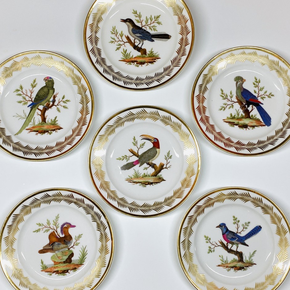 Paris (Nast) - Six porcelain plates decorated with birds - Early nineteenth century - SOLD