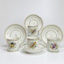 Paris - Four cups and saucers decorated with trophies - Late Eighteenth century
