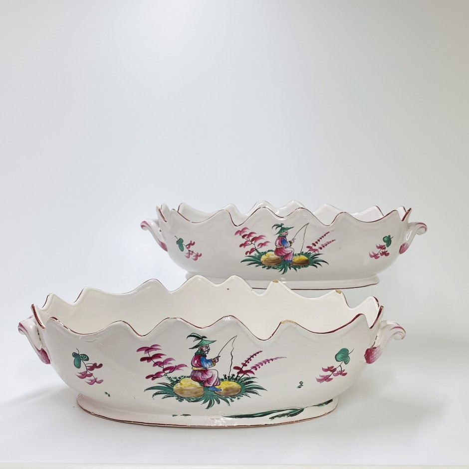 Les Islettes - Pair of glass coolers decorated with Chinese - Late eighteenth century