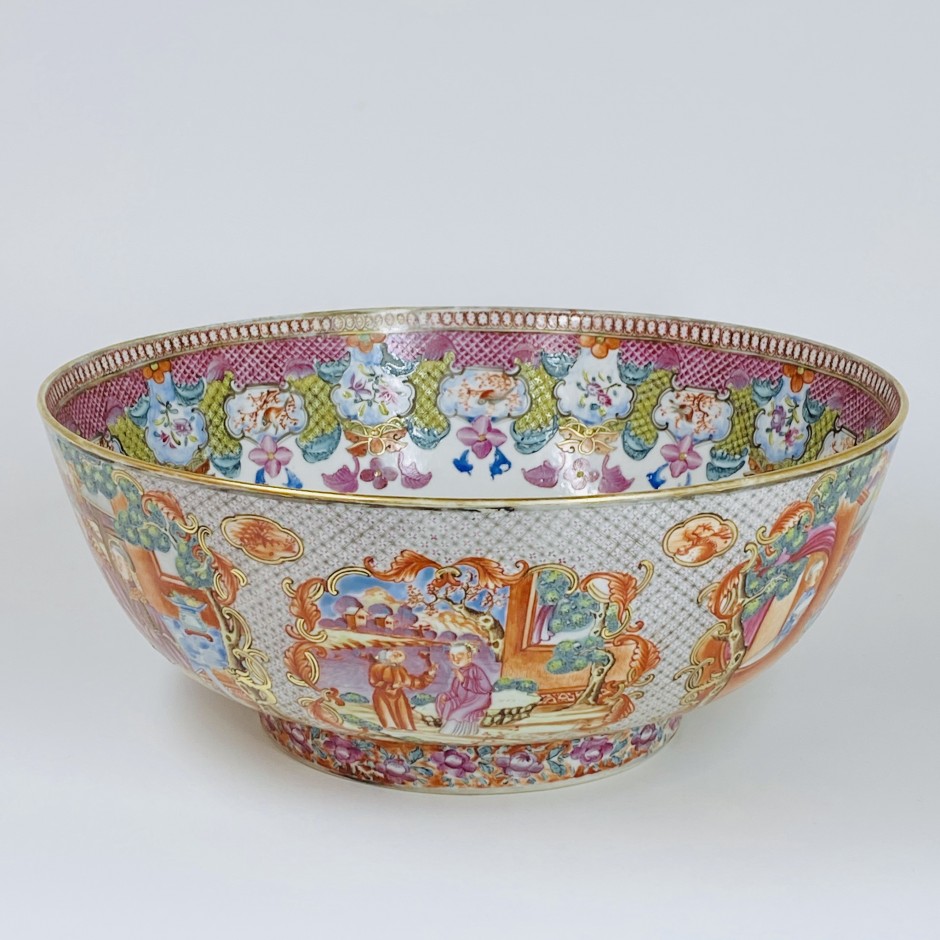 Chine - Bol à punch en porcelaine de la compagnies des Indes - Époque Qianlong 1736-1795